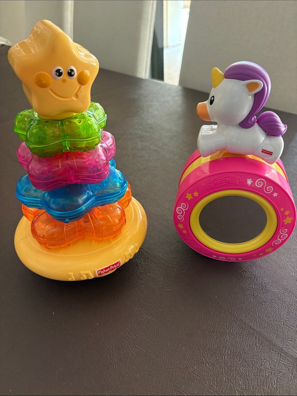 Fisher-Price Colorful Star Stacker & Unicorn Drum Toy - Pink/Yellow/Blue